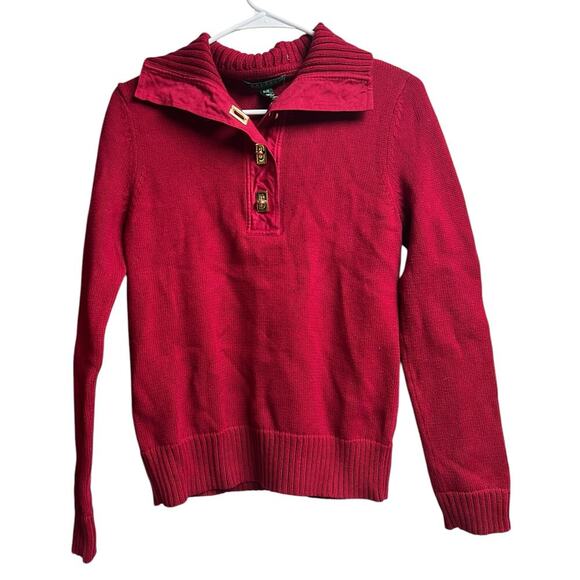 Lauren Ralph Lauren Petite Women's Dark Red Petite Medium Sweater Gold Hardware - Picture 1 of 7